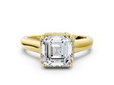 Yellow gold Asscher Cut Solitaire Diamond Engagement Ring with Four-Prong Setting and Tapered Band_7