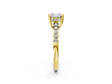 Yellow gold Asscher Cut Solitaire Diamond Engagement Ring with Pavé Band and Six-Prong Setting_26