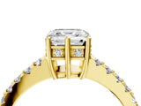 Yellow gold Asscher Cut Solitaire Diamond Engagement Ring with Pavé Band and Six-Prong Setting_28