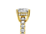Yellow gold Asscher Cut Solitaire Diamond Engagement Ring with Pavé Band and Six-Prong Setting_29