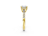 Yellow gold Asscher Cut Solitaire Diamond Engagement Ring with Pavé Band and Six-Prong Setting_5