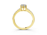 Yellow gold Asscher Cut Solitaire Diamond Engagement Ring with Pavé Band and Six-Prong Setting_6
