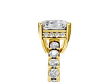 Yellow gold Asscher Cut Solitaire Diamond Engagement Ring with Pavé Band and Six-Prong Setting_8