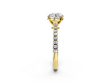 Yellow gold Asscher Cut Solitaire Diamond Engagement Ring with Pave Band and Four-Prong Setting_10