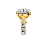 Yellow gold Asscher Cut Solitaire Diamond Engagement Ring with Pave Band and Four-Prong Setting_13