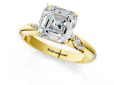 Yellow gold Asscher Cut Solitaire Diamond Engagement Ring with Twisted Pave Band and Four-Prong Setting_4