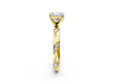 Yellow gold Asscher Cut Solitaire Diamond Engagement Ring with Twisted Pave Band and Four-Prong Setting_5