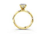 Yellow gold Asscher Cut Solitaire Diamond Engagement Ring with Twisted Pave Band and Four-Prong Setting_6