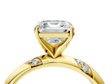Yellow gold Asscher Cut Solitaire Diamond Engagement Ring with Twisted Pave Band and Four-Prong Setting_7