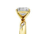 Yellow gold Asscher Cut Solitaire Diamond Engagement Ring with Twisted Pave Band and Four-Prong Setting_8