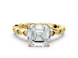 Yellow gold Asscher Cut Solitaire Diamond Ring with Infinity Twist Band and Four-Prong Setting_21