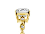 Yellow gold Asscher Cut Solitaire Diamond Ring with Infinity Twist Band and Four-Prong Setting_26