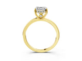 Yellow gold Asscher Cut Solitaire Diamond Ring with Prong Setting and Plain Band_10