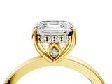 Yellow gold Asscher Cut Solitaire Diamond Ring with Prong Setting and Plain Band_11