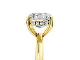 Yellow gold Asscher Cut Solitaire Diamond Ring with Prong Setting and Plain Band_12