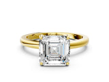 Yellow gold Asscher Cut Solitaire Diamond Ring with Prong Setting and Plain Band_7