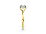 Yellow gold Asscher Cut Solitaire Diamond Ring with Prong Setting and Plain Band_9