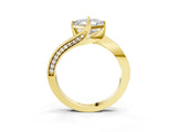 Yellow gold Asscher Cut Solitaire Diamond Twist Band with Pavé Setting and Four-Prong Setting_10