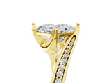 Yellow gold Asscher Cut Solitaire Diamond Twist Band with Pavé Setting and Four-Prong Setting_12