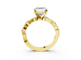 Yellow gold Asscher Cut Solitaire Diamond Twisted Band with Pave Setting_27