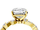 Yellow gold Asscher Cut Solitaire Diamond Twisted Band with Pave Setting_28