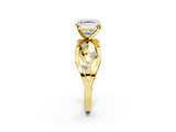 Yellow gold Asscher Cut Solitaire Diamond with Side Stones on Criss-Cross Band and Four-Prong Setting_31