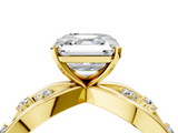 Yellow gold Asscher Cut Solitaire Diamond with Side Stones on Criss-Cross Band and Four-Prong Setting_33