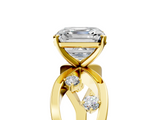 Yellow gold Asscher Cut Solitaire Diamond with Side Stones on Criss-Cross Band and Four-Prong Setting_34