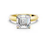 Yellow gold Asscher Cut Solitaire Engagement Ring with Flat Band and Four-Prong Setting 1