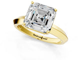 Yellow gold Asscher Cut Solitaire Engagement Ring with Flat Band and Four-Prong Setting 2