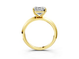 Yellow gold Asscher Cut Solitaire Engagement Ring with Flat Band and Four-Prong Setting 4