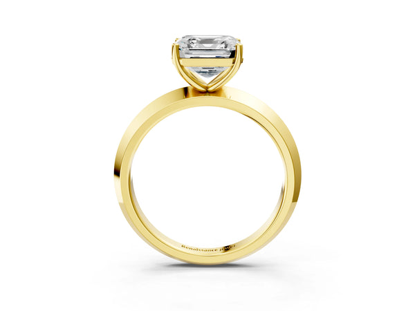 Yellow Gold Asscher Cut Knife-Edge Solitaire Engagement Ring Setting with Plain Polished Band