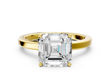 Yellow gold Asscher Cut Solitaire Engagement Ring with Four-Prong Setting on a Classic Band_10