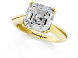 Yellow gold Asscher Cut Solitaire Engagement Ring with Tapered Band and Four-Prong Setting 1