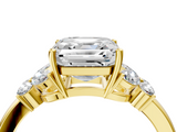 Yellow gold Asscher Cut Solitaire Floral Diamond Ring with Four-Prong Setting_10