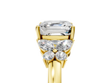 Yellow gold Asscher Cut Solitaire Floral Diamond Ring with Four-Prong Setting_11