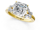 Yellow gold Asscher Cut Solitaire Floral Diamond Ring with Four-Prong Setting_7