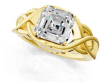 Yellow gold Asscher Cut Solitaire Intertwined Band Prong Setting Ring_11