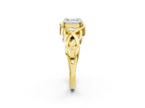 Yellow gold Asscher Cut Solitaire Intertwined Band Prong Setting Ring_12