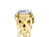 Yellow gold Asscher Cut Solitaire Intertwined Band Prong Setting Ring_15
