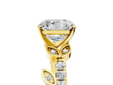 Yellow gold Asscher Cut Solitaire Leaf-Inspired Diamond Ring with Pavé Band and Four-Prong Setting_13