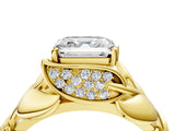 Yellow gold Asscher Cut Solitaire Leaf-Inspired Engagement Ring with Prong Setting_19