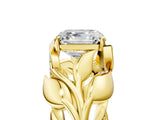 Yellow gold Asscher Cut Solitaire Leaf-Inspired Engagement Ring with Prong Setting_20