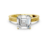 Yellow gold Asscher Cut Solitaire Milgrain Engraved Band with Four-Prong Setting_4
