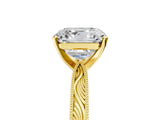 Yellow gold Asscher Cut Solitaire Milgrain Engraved Band with Four-Prong Setting_9