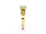 Yellow gold Asscher Cut Solitaire Milgrain Leaf Band with Prong Setting_18