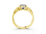 Yellow gold Asscher Cut Solitaire Milgrain Leaf Band with Prong Setting_19