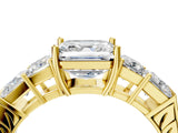 Yellow gold Asscher Cut Solitaire Princess Side Stone Engraved Band Prong Setting Ring_7