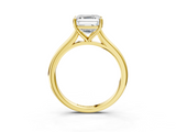 Yellow gold Asscher Cut Solitaire Ring with Cathedral Band and Four-Prong Setting_11