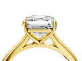 Yellow gold Asscher Cut Solitaire Ring with Cathedral Band and Four-Prong Setting_12